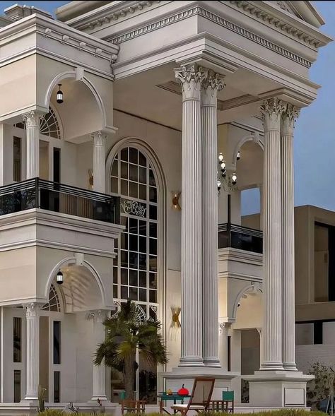 ArtMind_Africa Modern Neoclassical Architecture, Neoclassical Exterior, Luxury Exterior Design, Neo Classical Architecture, Modern Contemporary House Plans, House Architecture Styles, Abuja Nigeria, Luxury Exterior, Classic House Exterior