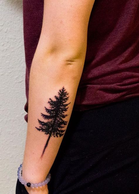 Tattoo Ideas Tree, Tree Silhouette Tattoo, Tattoo Silhouette, Pine Tattoo, Tree Tattoo Arm, Tree Tattoo Back, Silhouette Tattoo, Tattoo Tree, Tatuagem Masculina Pequena