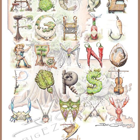 Cajun Alphabet, Cajun Decor, Swamp Theme, Louisiana Decor, Louisiana Cajun, Southern Baby, Louisiana Art, 16x20 Frame, Baby Room Inspiration