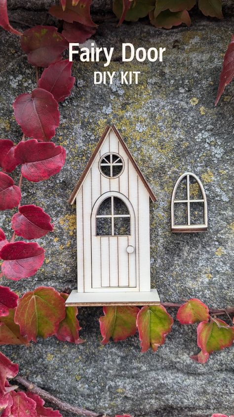 DIY Fairy House Kit with opened door and windows | Magical Halloween Fairy Tale Cottage – Fall Decor Craft Set Fairy House Roof Diy, Cottage Fall Decor, Opened Door, Diy Fairy House, Fairy House Kit, Diy Fairy Door, Fairy Tale Cottage, Magical Halloween, Fairy House Diy