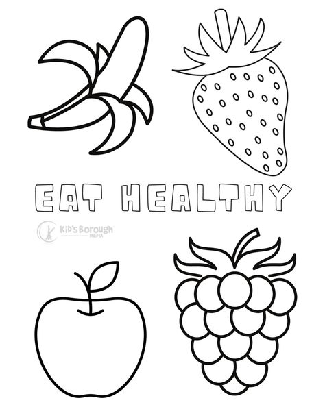 Nutrition Coloring Pages, Healthy Living Activities For Kids, Healthy Eating Preschool Activities, Healthy Food Coloring Pages, Healthy Painting, Preschool Healthy Eating, Nutrition Art, Preschool Food, Healthy And Unhealthy Food