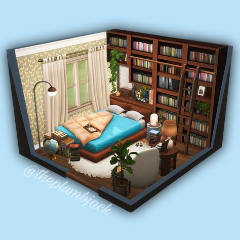 Sims Library Room, Book Nook Sims 4, Sims 4 Space Filler, Sims 4 Book Nook, Book Lover Bedroom, Sims 4 Library, Bookworm Bedroom, Nerd Bedroom, Book Lovers Bedroom