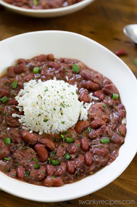 Red Beans and Rice - A southern classic that we've enjoyed for decades. If you love food from New Orleans, then you'll love this recipe from our family. Red Beans And Rice Recipe Crockpot, Red Beans And Rice Recipe Easy, Red Bean And Rice Recipe, Slow Cooker Red Beans, Slow Cooker Ham Recipes, Red Beans Recipe, Red Beans And Rice Recipe, Red Beans N Rice Recipe, New Orleans Recipes