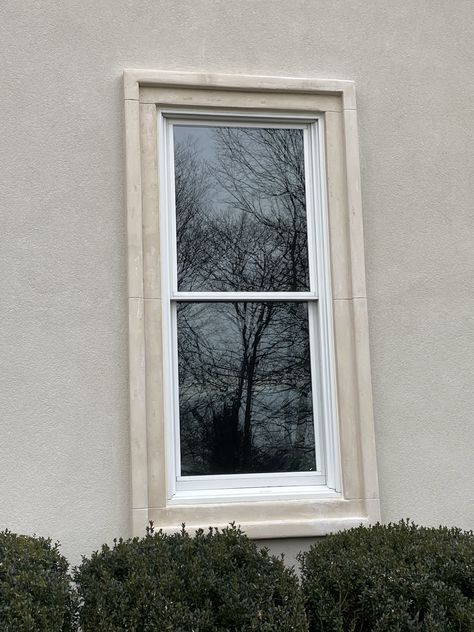 External Window Trim, Window Surround Exterior, Conservatory Transformation, Exterior Window Frame, Exterior Window Molding, Window Moldings, Window Trim Styles, Plaster House, Wooden Window Design