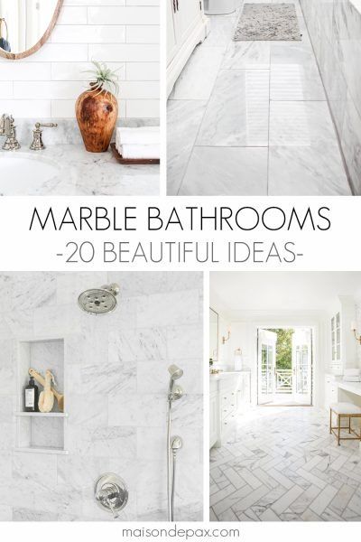 Marble in the bathroom? Yes! See 20 beautiful marble bathrooms. #bathroomdesign #carraramarble Carrara Bathroom, White Marble Shower, Rustic Modern Bathroom, Grey Marble Bathroom, Carrara Marble Bathroom, Marble Shower Tile, Bathroom Design Plans, Marble Bathrooms, Marble Bathroom Designs