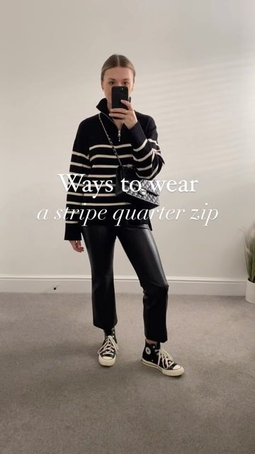 Stripe Zip Jumper Outfit, Zip Jumper Outfit, Jumper Outfit, Wardrobe Classic, Mango Fashion, Daily Style, Outfit Posts, Zara Women, Minimal Fashion