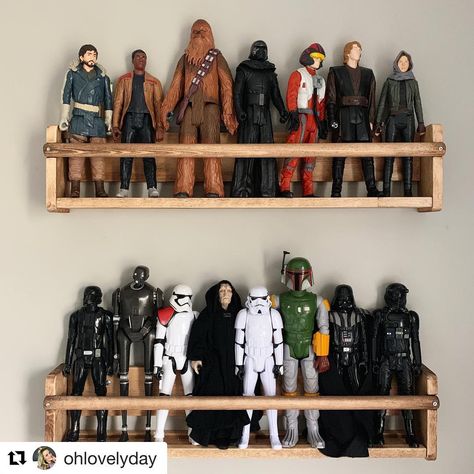 Action Figure Storage Kids Storage Wall, How To Display Action Figures, Action Figure Storage For Kids, Action Figure Storage Ideas, Action Figure Wall Display, Starwars Room Ideas Boys, Toy Wall Storage, Flisat Wall Storage, Action Figure Shelf