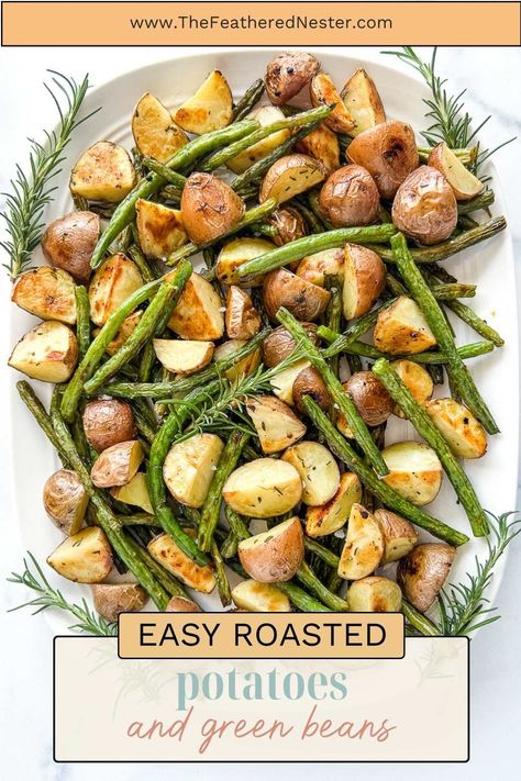 Perfectly roasted green beans and potatoes are easy to make in the oven. This sheet pan roasted vegetables recipe makes any meal special! Ruth Chris Stuffed Chicken Recipe, Roasted Green Beans And Potatoes, Sheet Pan Roasted Vegetables, Pan Roasted Vegetables, Oven Roasted Green Beans, Side Dishes For Fish, Beans And Potatoes, Blanching Green Beans, Cheese Stuffed Chicken Breast