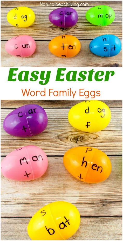 Easter Egg Word Family Activities Kindergarten Children Will Love - Natural Beach Living Family Activities Kindergarten, Easter Kindergarten, Word Family Activities, Activities Kindergarten, Love Word, Word Family, Kindergarten Learning, Kindergarten Literacy, Kids Learning Activities