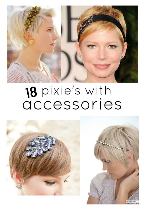 Perfect PIXIE Haircuts Part 3: 18 Pixies with Accessories A BEAUTIFUL LITTLE LIFE  Click the website to see how I lost 19 pounds in one month with free trials Haircut Parts, Short Hair Accessories, Kort Bob, Headbands For Short Hair, Penteado Cabelo Curto, Different Hairstyles, Pixie Cuts, Hair Envy, Short Pixie