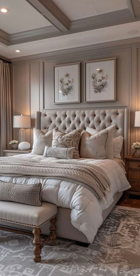 White Bedding Ideas Pop Of Color Master Bedrooms, Dreamy Romantic Bedroom, Classy Bedroom, Modern Luxury Bedroom, Bedroom Decor Cozy, Sopot, Bedrooms Decor, Bedroom Refresh, Remodel Bedroom