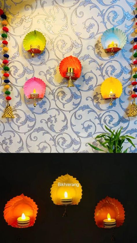 Diwali Wall Decor, Diy Crafts Love, Diy Diwali Decorations, Ganpati Decoration Design, Flower Decorations Diy, Diwali Craft, Diwali Diy, Wedding Crafts Diy, Art And Craft Videos