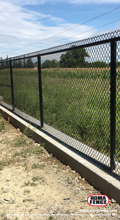 Classic Fence. Modern Look. Our vinyl-coated mesh comes in Green, Brown, Black, and White) Modern Farm Fence, Boundary Fence Ideas, Outdoor Fence Decor, Fence Modern, Poultry Farm Design, Classic Fence, Home Fencing, House Fence Design, Farm Plans