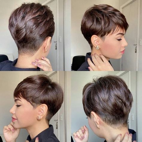 Very Short Bangs, Pixie Hair Color, Hair Idea, Super Short Hair, Edgy Short Hair, Shot Hair Styles, Bob Hair, Pixie Haircuts, Hair Color And Cut