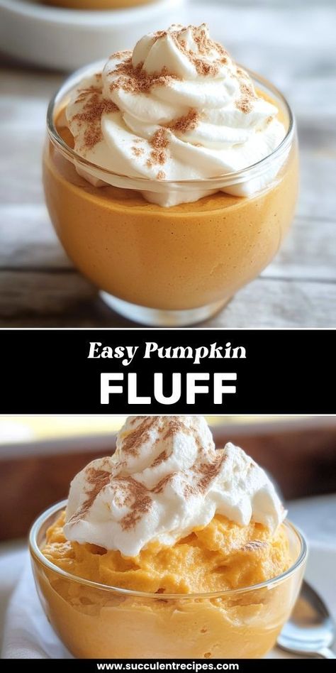 Dive into this Easy Pumpkin Fluff Recipe, a light and airy dessert perfect for fall! With creamy pumpkin, whipped topping, and a hint of spice, it's a delightful treat for any gathering. Pumpkin And Cool Whip Dessert, Pumpkin Cool Whip Dessert Keto, Pureed Dessert Recipes, Whipped Pumpkin Dessert, Pumpkin Cream Cheese Fluff, Desserts With Whipped Topping, Homemade Pumpkin Pudding, Pumpkin Fluff Recipe, Pumpkin And Cool Whip Recipes