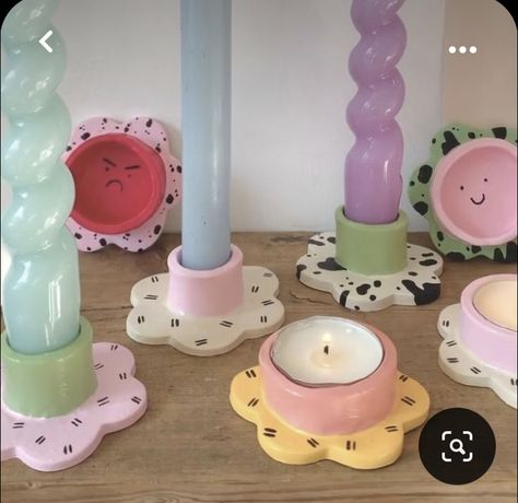 Poppy Crew, Diy Fimo, Soya Mumu, Diy Air Dry Clay, Air Dry Clay Projects, Tea Light Holders, Clay Diy Projects, Tanah Liat, Diy Ceramic