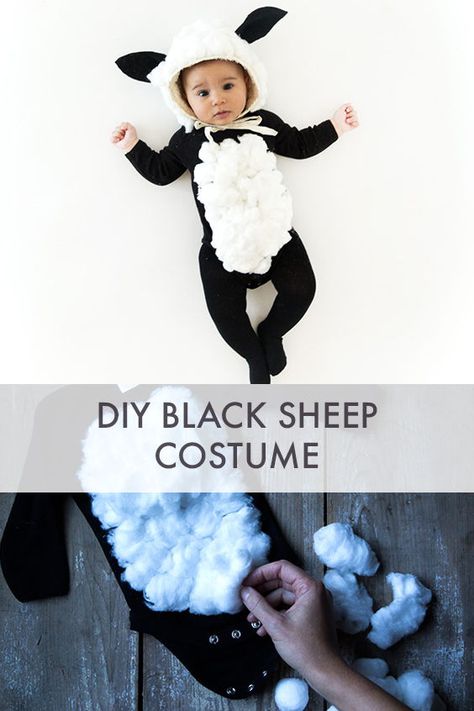 Sheep Costume Diy, Black Sheep Costume, Baby Sheep Costume, Baby Lamb Costume, Farm Animal Costumes, Halloween Baby Photos, Baby Animal Costumes, Sheep Costume, Diy Baby Costumes