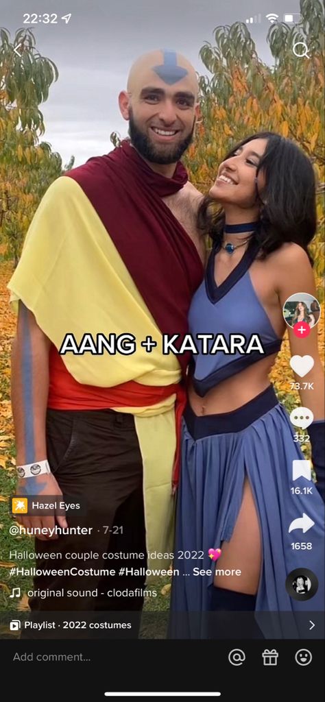 Avatar Last Airbender Halloween Costumes Ideas, Katara And Ang Avatar Costume, Avatar The Last Airbender Couple Costume, Avatar And Katara Costume, Avatar The Last Airbender Family Costume, Avatar Costume Couple, Avatar The Last Airbender Halloween Costumes, Zuko And Katara Costume, Aang And Katara Costume