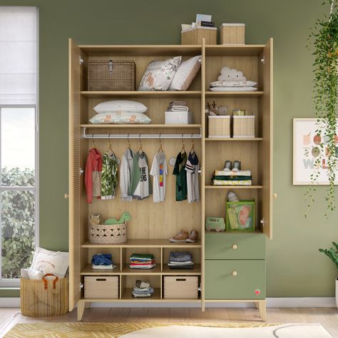 Children Closet, Kids Wardrobe Storage, Kids Wardrobe Design, Baby Shelves, Bed Designs With Storage, Baby Series, Wooden Wardrobe Design, Teen Furniture, Flat Interior