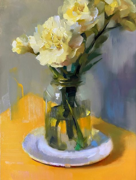 Yellow Carnations by Colleen Stapleton Carnations Painting, Carnation Painting, Nature Still Life, Yellow Carnations, Art Alevel, Flower Nature, Buy Art Online, Blue Abstract, Affordable Art