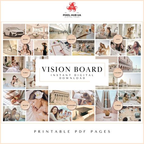 Attracting Money Art Vision Board, Vision Board Template, Beige Wall Art, Wish Board, Board Template, Vision Board Images, Vision Board Photos, Beige Wall, Financial Abundance