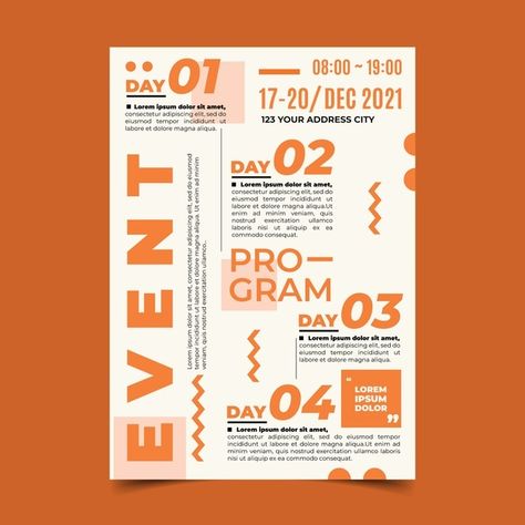 Text Heavy Flyer Design, Schedule Poster Design, Programming Poster, Schedule Design Layout, Event Graphic Design, Timetable Design, Calendar Design Layout, Event Agenda, Agenda Design