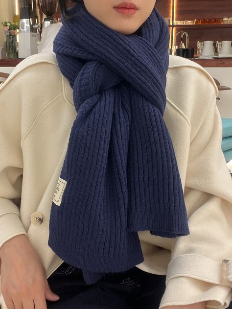 Scarves Winter, Wishlist Ideas, Ice Tea, Blue Scarf, Winter Scarf, Womens Scarves, Navy Blue, Women Accessories, Knitting