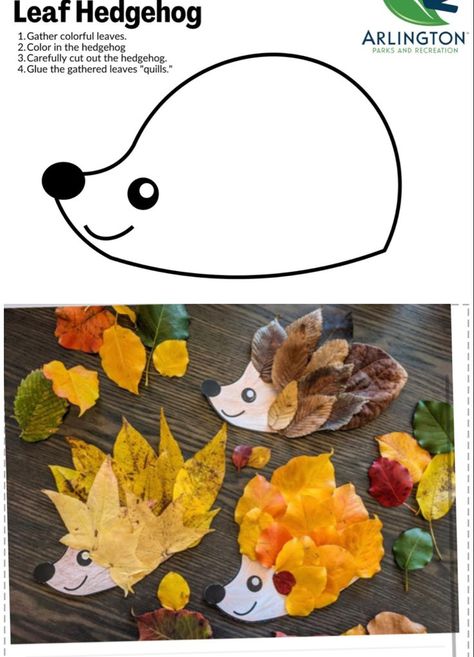 Autumn Kids Crafts, Hedgehog Craft, Fall Arts And Crafts, Toddler Arts And Crafts, Preschool Art Activities, Leaf Crafts, Daycare Crafts, Stovetop Potpourri, Autumn Crafts