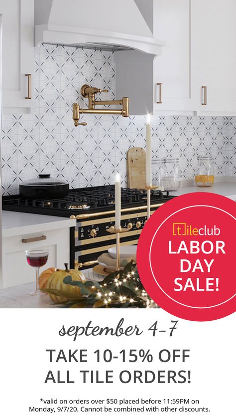 Start getting ready for holiday decor in style with our Labor Day Sale! Exclusive discounts on all tile through Monday, 9/7! Shop gorgeous marble kitchen backsplash tiles for a luxury farmhouse interior, glass subway shower tile, peel and stick tile for a DIY renovation project, porcelain floor tiles for a hardwood alternative, mosaic tile for a bathroom vanity backsplash - all for 10% off and 15% off orders of $2,000 or more! Free ground shipping to the Lower 48 United States on all orders! Luxury Farmhouse Interior, Subway Shower Tile, Bathroom Vanity Backsplash, Marble Kitchen Backsplash, Tile Peel And Stick, Marble Backsplash Kitchen, Vanity Backsplash, Luxury Farmhouse, Marble Kitchen