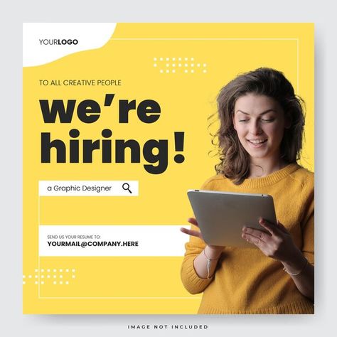 We are hiring job vacancy instagram post... | Premium Vector #Freepik #vector #flyer #template #social-media #job We're Hiring Social Media Post, Recruitment Social Media Posts, Job Offer Design, Job Posting Design, Hiring Social Media Post, Advertisement Layout, Job Images, Summer Job, Virtual Jobs