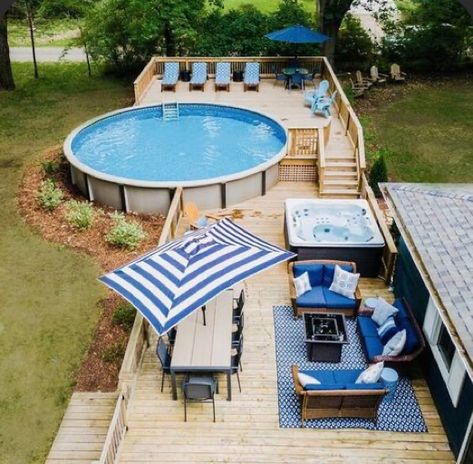 Deck Piscina, Outdoor Pool Area, Pools Backyard Inground, Above Ground Pool Ideas, Ground Pool Ideas, Pool Life, Above Ground Pool Landscaping, Above Ground Pool Decks, Backyard Pool Landscaping