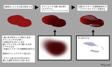 Art References Blood, Metal Drawing Tutorial, Blood Tutorial Digital Art, How To Draw Blood, Manga Script, Blood Reference, Blood Drawing, Drawing Blood, Paint Tutorial