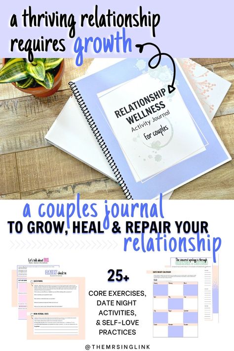 This printable journal contains over 50 pages of activities, strategies and exercises for creating and sustaining a healthy relationship - including individual exercises, because, you know, love is a two-way street where each partner is responsible for their individual side of the road. It's 'inclusive', so it contains the core bases such as communication (being HEARD), intimacy (CONNECTION), (re)building trust (FORGIVENESS) and SELF-LOVE (because healthy #relationships BENEFIT from it, ya'll) Relationship Building Activities, Couples Activity, Marriage Communication, Activity Journal, Married Life Quotes, Couples Communication, Couple Advice, Communication In Marriage, Communication Tips