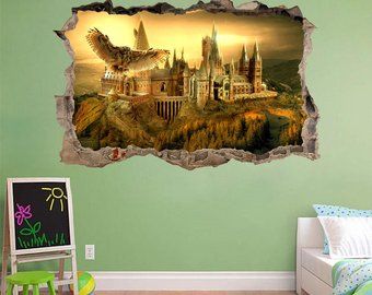 Hogwarts Castle Harry Potter Broken Wall Effect Wall Sticker Decal Mural Art h326 Hogwarts Room Decor, Harry Potter Wall Stickers, Harry Potter Wall Decals, Hogwarts Room, Harry Potter Bathroom, Baby Room Wall Decals, Harry Potter 3d, Harry Potter Nursery, Harry Potter Wall