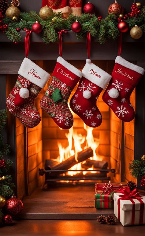 Christmas Mood Wallpaper, Christmas Day Aesthetic, Christmas Stockings Aesthetic, Cozy Christmas Aesthetic Wallpaper, Christmas Fireplaces, Aesthetic Christmas Wallpaper, For Whatsapp Status, Holiday Scrapbook, Wallpaper Christmas