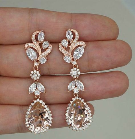 Earrings Drawing, Chinese Earrings, Turkish Earrings, Rose Gold Chandelier, Rose Gold Chandelier Earrings, Grandmother Jewelry, Gold Chandelier Earrings, Crystal Bridal Earrings, Earrings Rose Gold