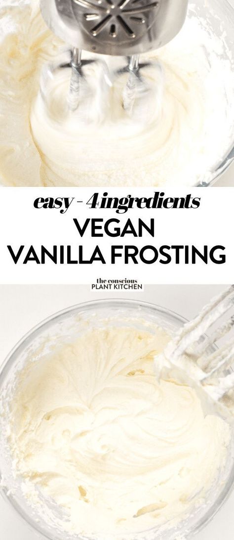 Vegan Vanilla Frosting, Vegan Frosting Recipe, Vegan Strawberry Muffins, Dairy Free Icing, Conscious Plant Kitchen, Vegan Vanilla Cupcakes, Strawberry Muffin Recipes, Vegan Vanilla Cake, Dairy Free Frosting