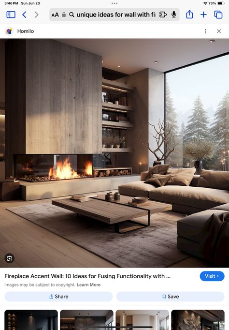 Modern Fireplace High Ceiling, Asymmetrical Fireplace Wall With Tv, Bio Fireplace Living Rooms, Living Room With Chimney Wall, Accent Wall Above Fireplace, Hotel Lobby Fireplace, Full Wall Fireplace, Painting Above Fireplace, Two Way Fireplace