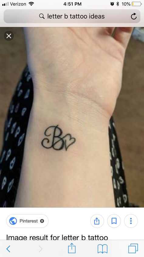 B Name Tattoo, C Initial Tattoo, Letter B Tattoo, Olive Tattoo, Heart Tattoos With Names, Stylish Alphabets, Initial Tattoo, B Tattoo, Family Tattoos