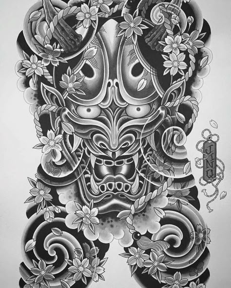 Black Dragon Tattoo, Japanese Back Tattoo, Oni Tattoo, Backpiece Tattoo, Egyptian Tattoo Sleeve, Tattoo Lettering Design, Samurai Tattoo Design, Torso Tattoos, Back Piece Tattoo