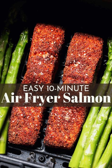 Asparagus With Parmesan Cheese, Airfry Recipes, Salmon Asparagus, Air Fryer Salmon, Salmon Spices, Asparagus Fries, Homemade Spice Blends, Fried Salmon, Salmon And Asparagus