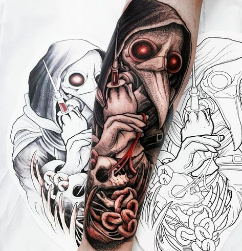 Plague Doctor Tattoo, Doctor Art, Doctor Tattoo, Tattoo Design Tattoo, Mask Tattoo, Gothic Tattoo, Realistic Eye, Dark Art Tattoo, Plague Doctor