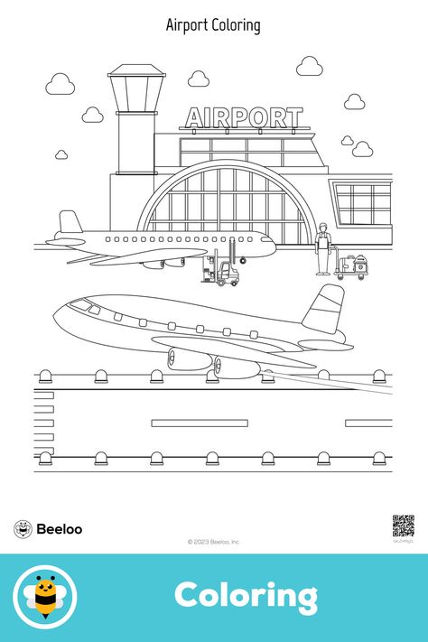 Medium airport-themed coloring page for kids ages 5 and up. Featuring: Airport, plane Airplane Games For Kids, Kids Airplane Activities, Airport Theme, Airplane Coloring Pages, Airplane Activities, Airplane Kids, Airplane Crafts, Airplane Theme, Crafts And Activities For Kids