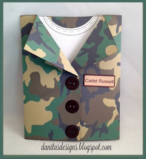 ROTC Cadet Card Camo Card Military cards: Soldier Cards Ideas, Air Force Cards Handmade, Military Cards Ideas, Cards For Soldiers, Men Masculine, Military Cards, Cards Masculine, Masculine Birthday Cards, Boy Cards