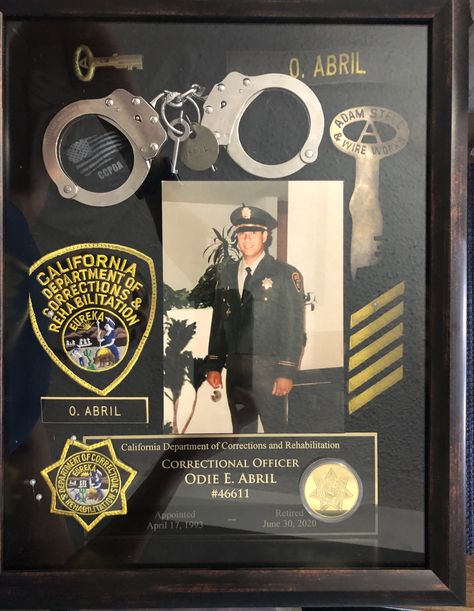 Police Retirement Shadow Box Ideas, Police Officer Shadow Box Ideas, Police Shadow Box Ideas Law Enforcement, Correctional Officer Retirement Party, Law Enforcement Shadow Box Ideas, Police Shadow Box Ideas, Uniform Shadow Box Ideas, Police Collage, Retirement Shadow Box