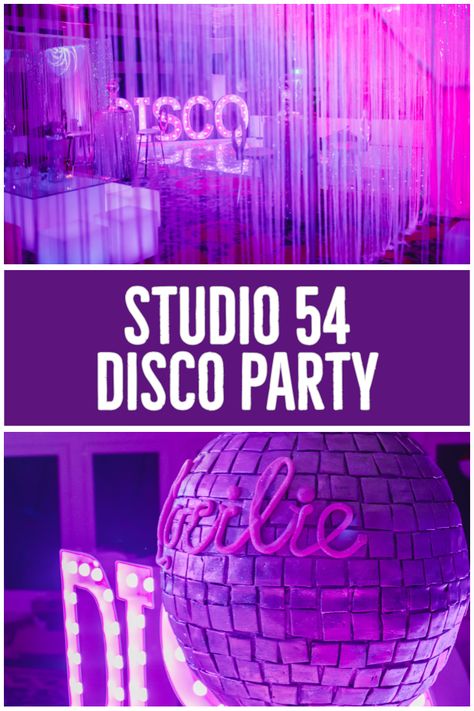 A Studio 54 disco party – Confetti Fair Retro Disco Theme Party, 70s Glam Decor, 70s Disco Party Decorations Ideas, Disco Dance Party Decorations, 70s Disco Decor, Disco 40th Birthday Party, Disco Party Activities, Disco Party Table Decorations, Disco Party Diy