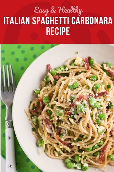 Healthy Carbonara Recipe, Healthy Carbonara, Spaghetti Pasta Recipe, Eggs For Dinner, Healthy Spaghetti, Spaghetti Carbonara Recipe, Italian Spaghetti, New Recipes For Dinner, Whole Wheat Spaghetti