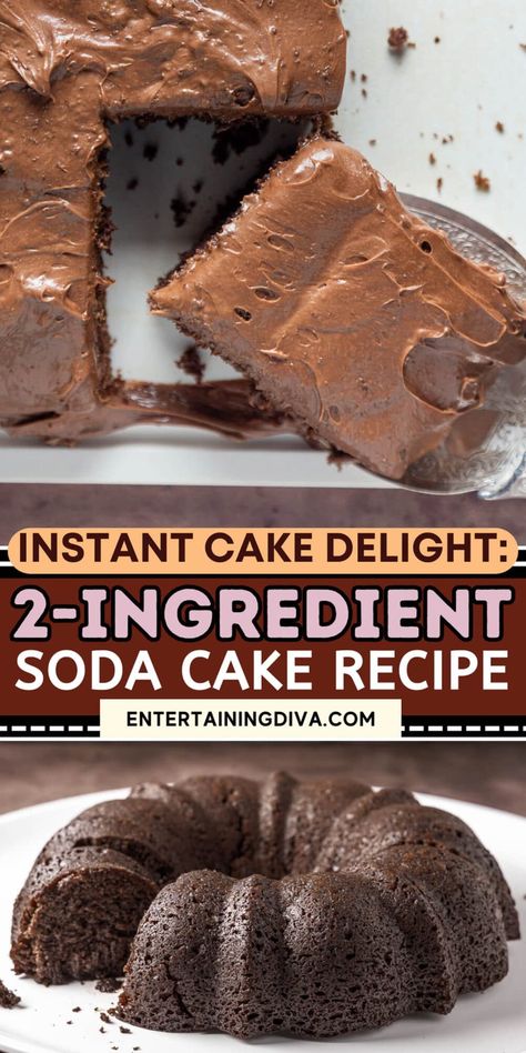 Super Easy 2-Ingredient Soda Cake | Recipes Soda Cake Recipe, Sprite Soda, Cake Mix And Soda, Soda Cake, Simple Baking, Quick Dessert Recipes, Quick Dessert, Lemon Cake Mixes, Decadent Chocolate Cake