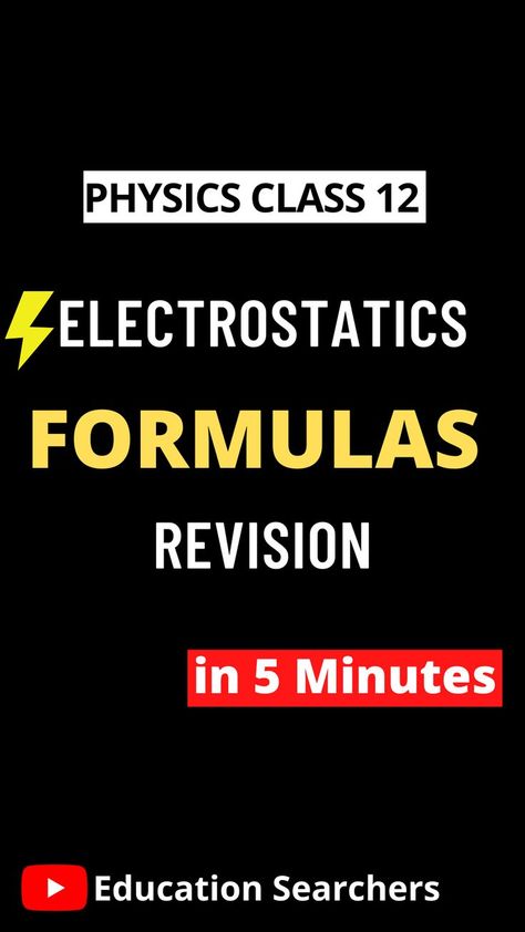 ELECTROSTATIC FORMULA SHEET, ELECTROSTATIC FORMULAS REVISION, Physics Class 12, Education Searchers #Formulas #Electrostatic #Physics #Class12 #EducationSearchers Electrostatics All Formulas, Physics Class 12, Formula Sheet, Class 12, Amazon Logo, Tech Companies, Physics, Company Logo, Tech Company Logos