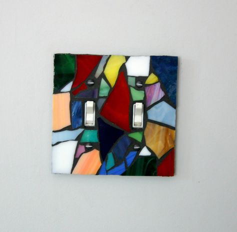 Light Plate Covers, Stained Glass Night Lights, Stained Glass Light, Mosaic Madness, Glass Mosaic Art, Light Switch Plate Cover, Mosaic Projects, Mosaic Diy, Stained Glass Projects